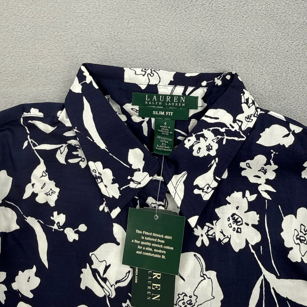 Lauren Ralph Lauren Slim Fit Floral Stretch Cotton Button Down Shirt Women's 4 - Picture 10 of 13